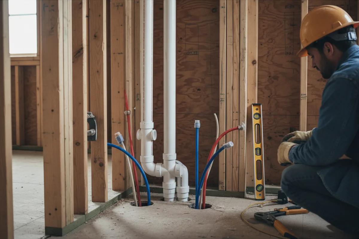 Drain and supply rough-in during Sump Pump Repair in Douglas