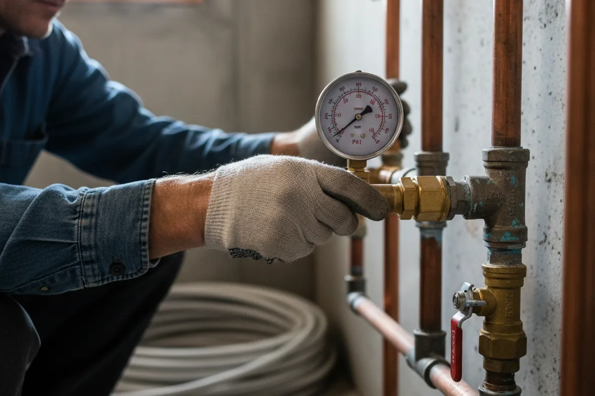 Pressure testing a repaired line during Water Line Repair in Douglas